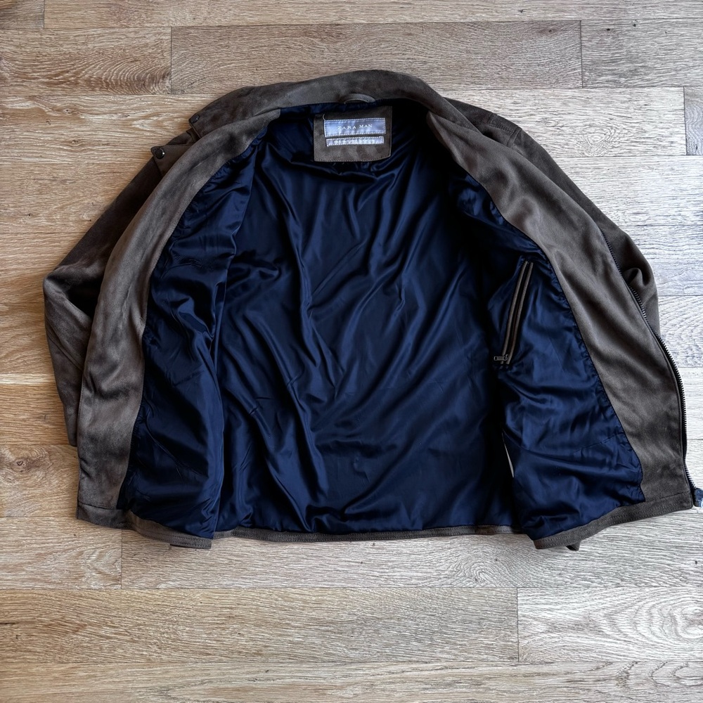 Suede-like Brown Biker Jacket - Picture 4 of 6